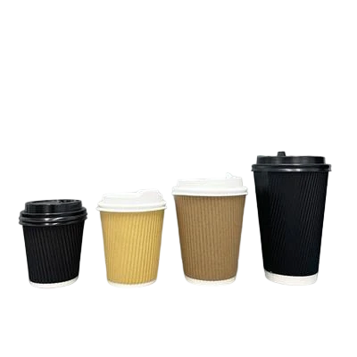 Cawan Kertas 12oz Dinding Riak Dengan Penutup