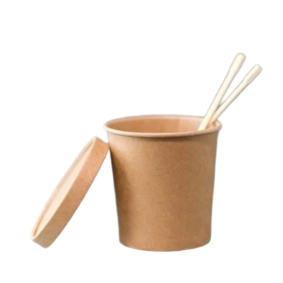 Cawan Sup Kertas Kraft 16oz dan penutup